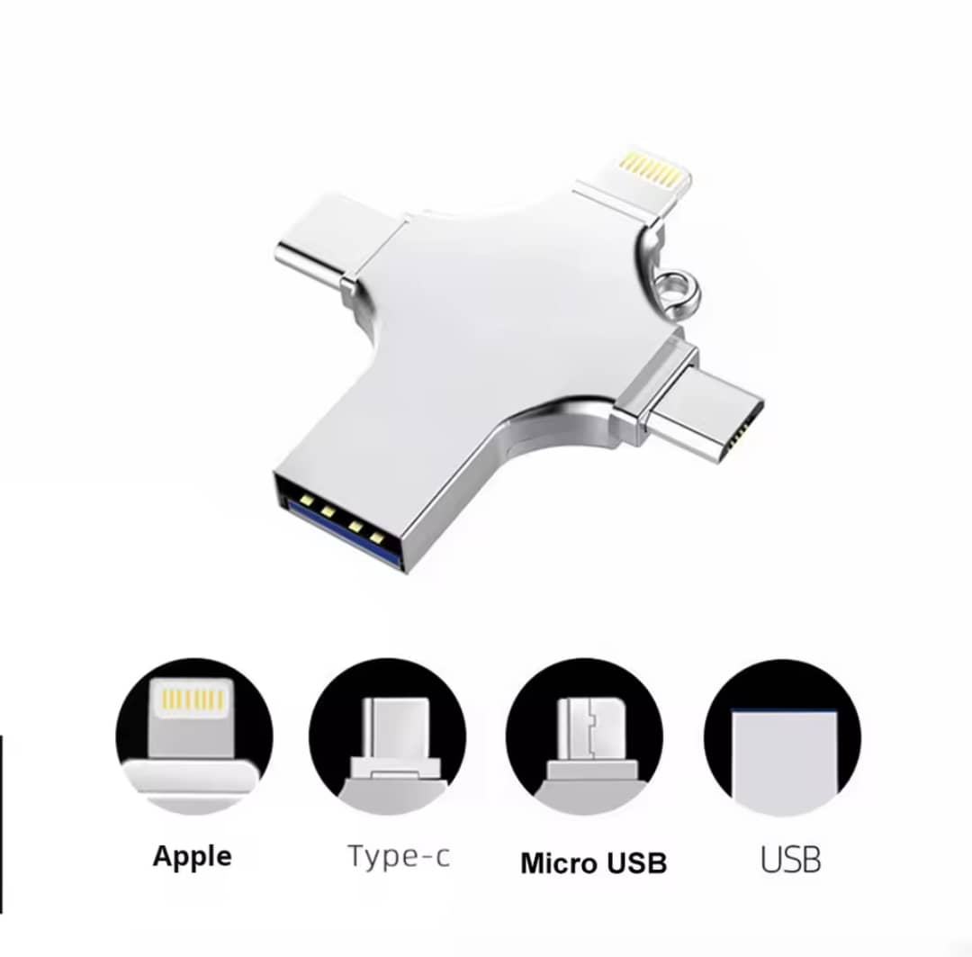 Clé USB 4-en-1 128 Go – Ultra-Rapide, Universelle & Résistante