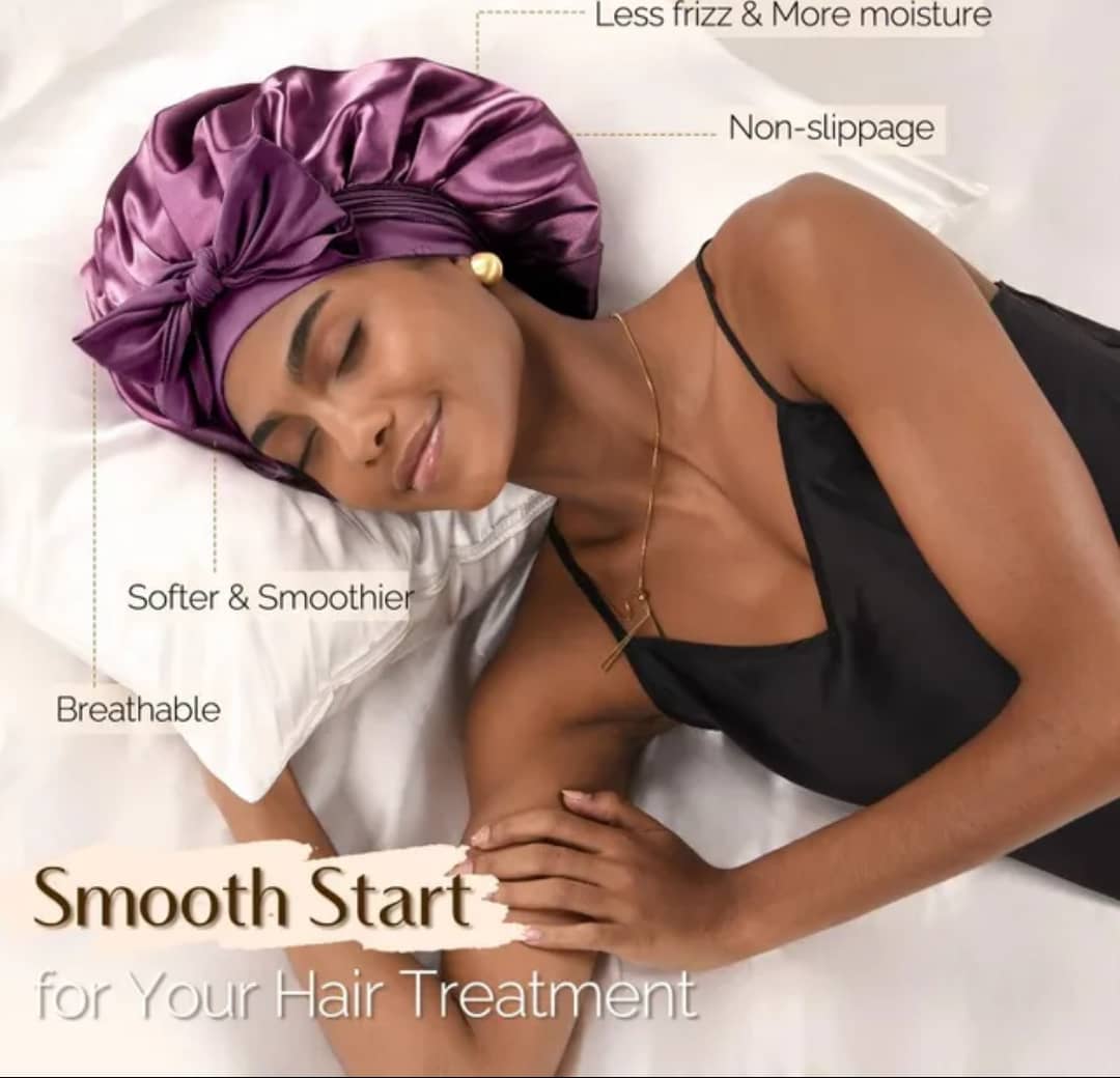 Bonnet en satin double face/ protège les cheveux/ pour dormir