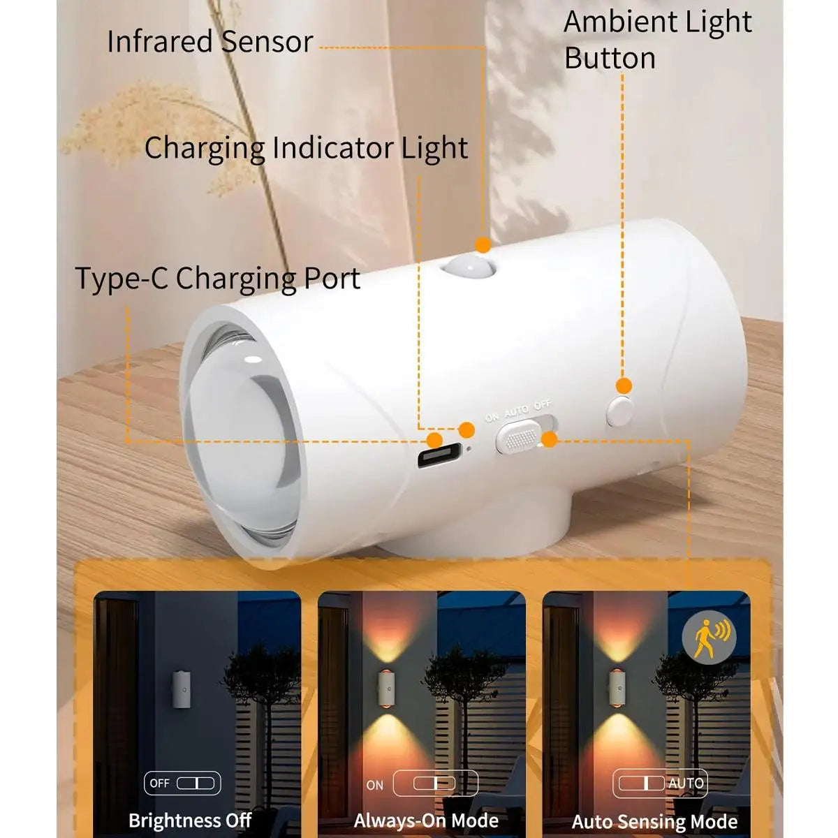 Veilleuse Led intelligente avec capteur de mouvement rechargeable