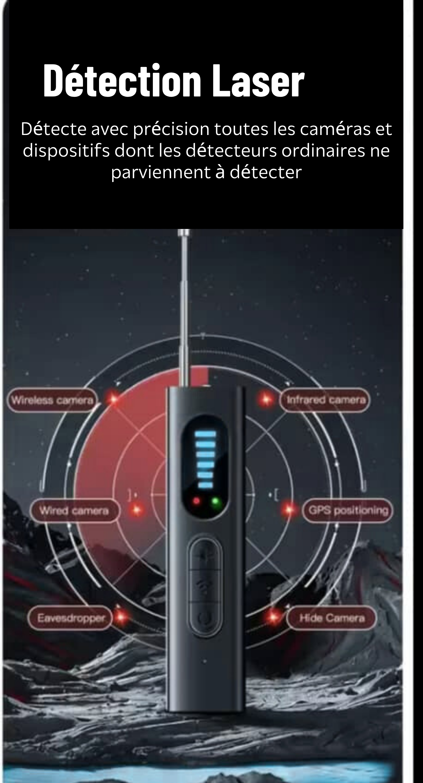 Détecteur de Camera cachée Anti-espion, Traceur-GPS, Dispositif d'écoute espion