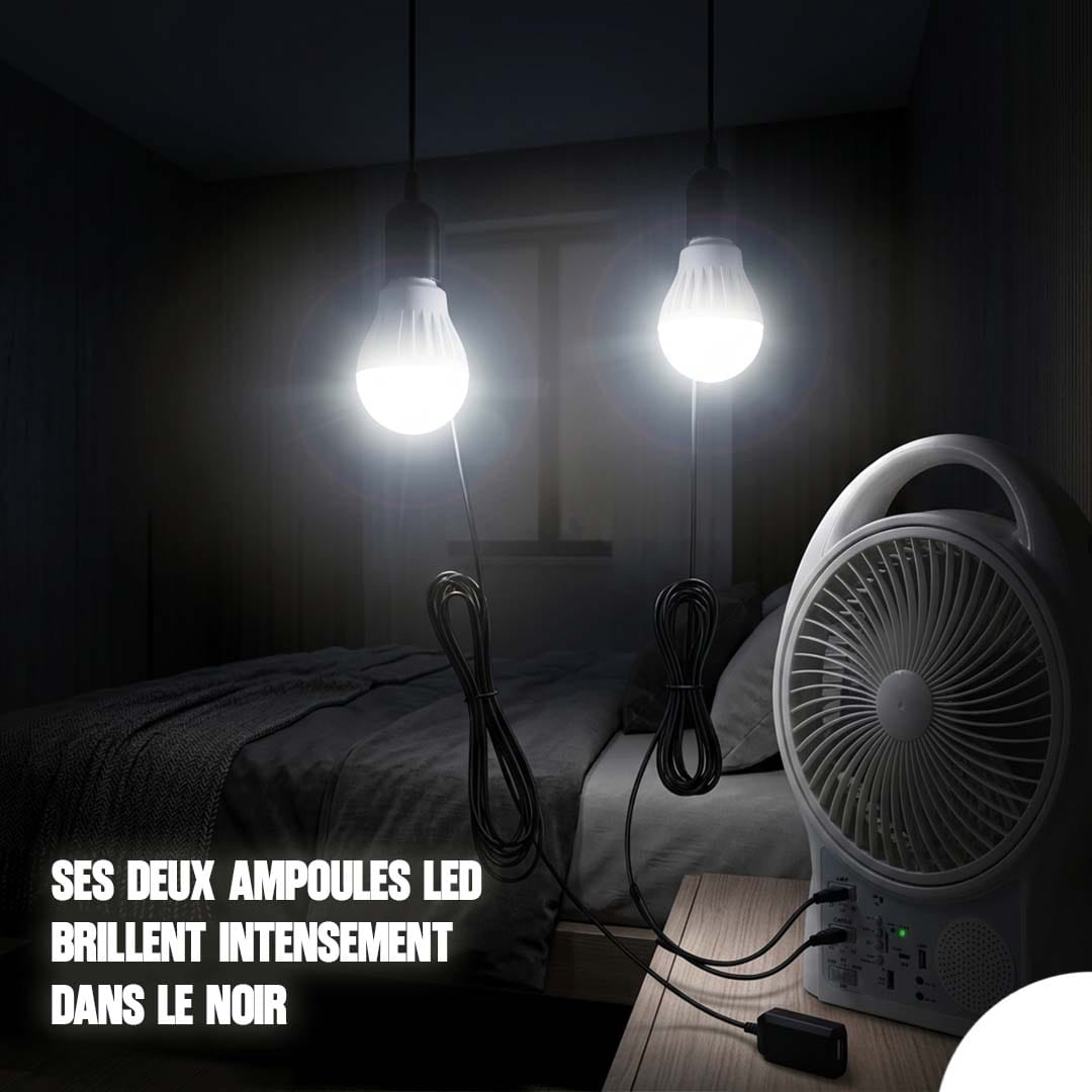 Ventilateur Solaire + Electrique Rechargeable 6 en 1