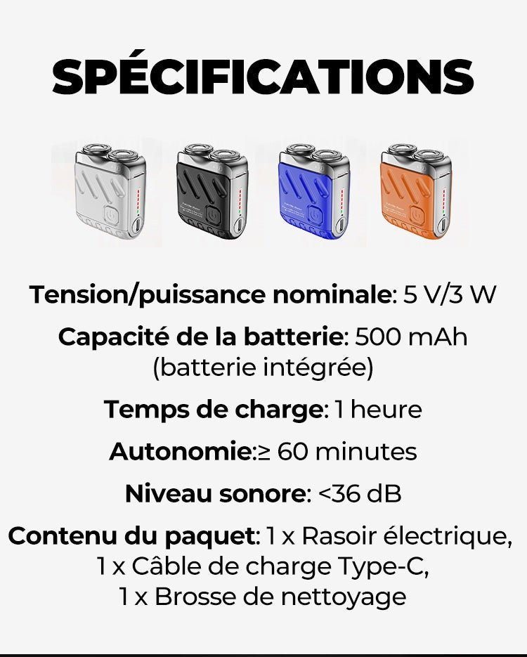 Mini Rasoir Électrique de Poche pour Hommes
