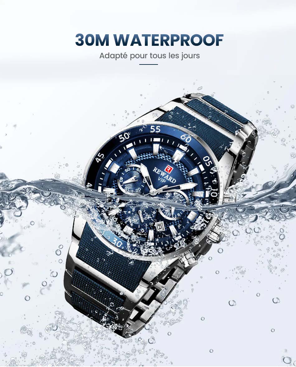Montre de Luxe Multifoncion REWARD Authentique pour Homme