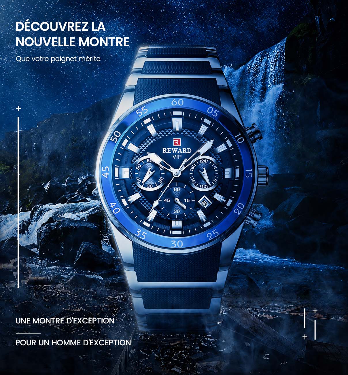 Montre de Luxe Multifoncion REWARD Authentique pour Homme