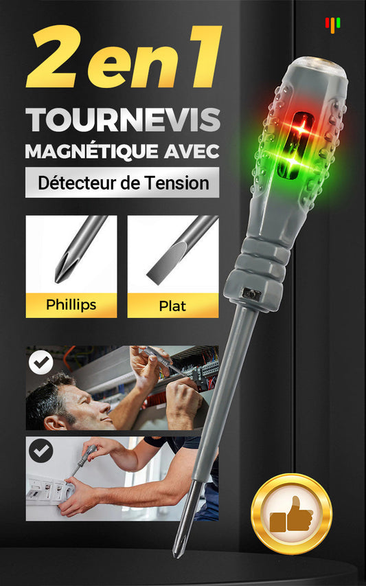 Tournevis Magnétique 2-en-1 - Détection de Tension Integrée avec 20 Embouts pour Réparations Précises
