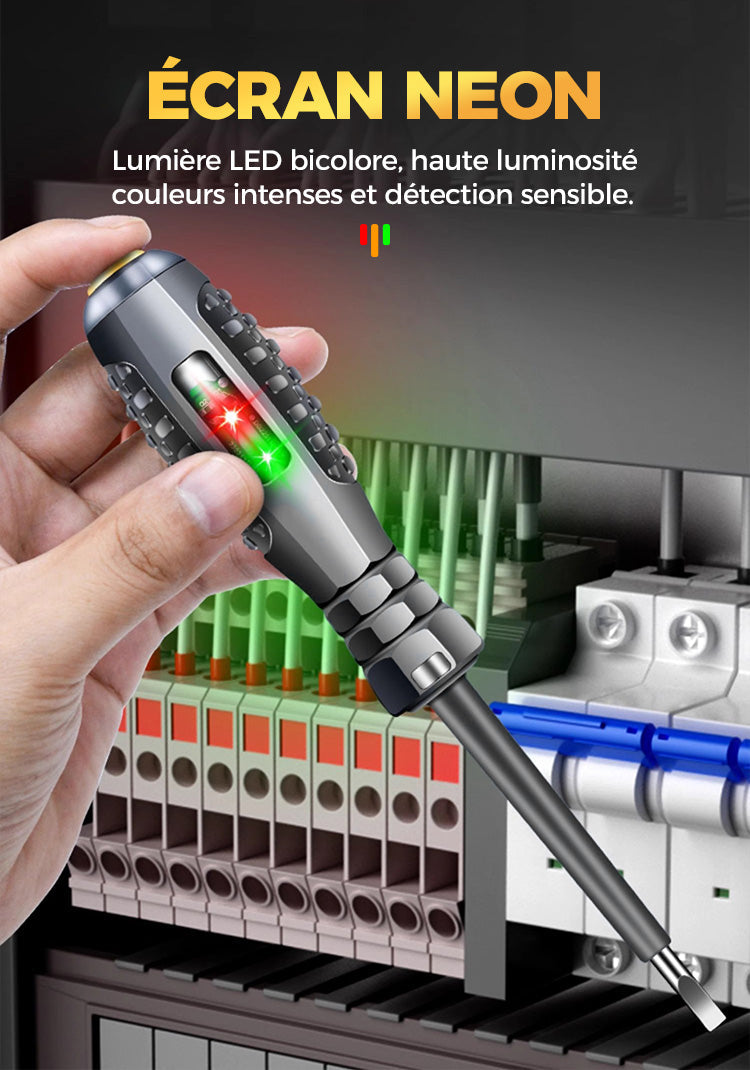 Tournevis Magnétique 2-en-1 - Détection de Tension Integrée avec 20 Embouts pour Réparations Précises