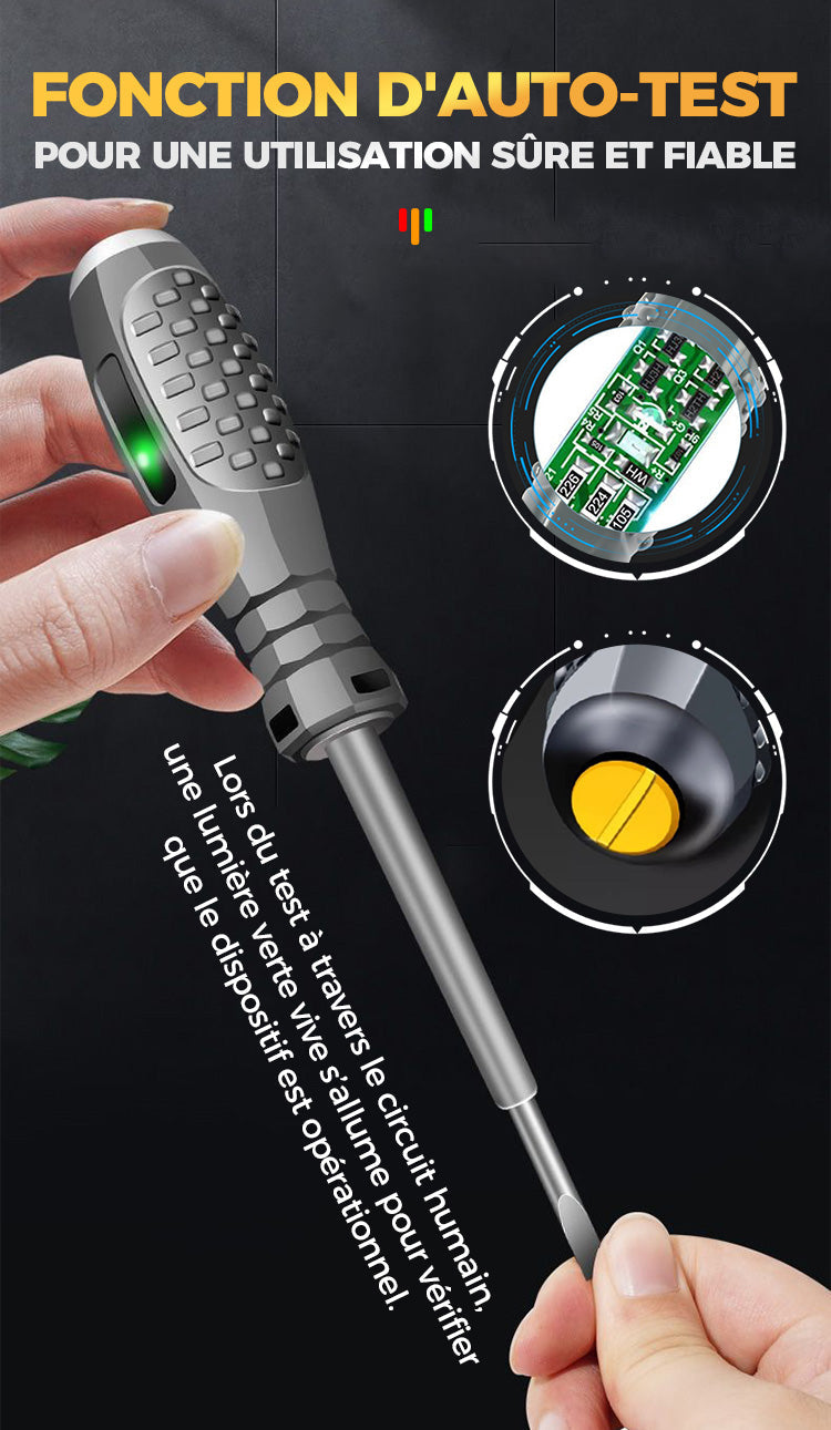 Tournevis Magnétique 2-en-1 - Détection de Tension Integrée avec 20 Embouts pour Réparations Précises