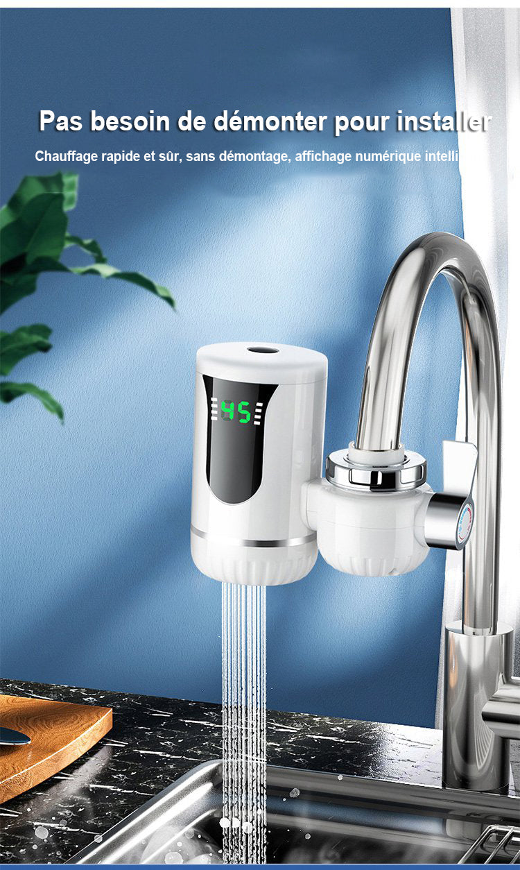 Robinet d'eau chaude sans réservoir avec affichage numérique, chauffe-eau instantané pour cuisine