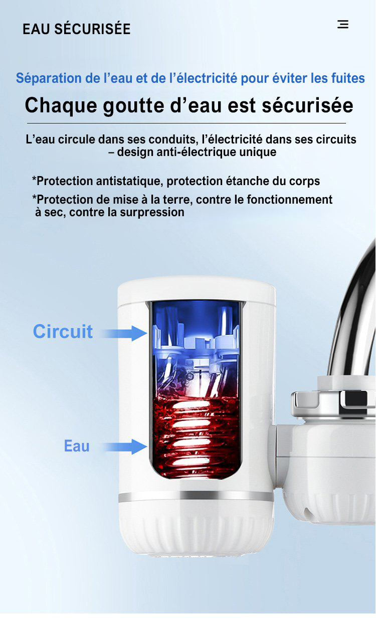 Robinet d'eau chaude sans réservoir avec affichage numérique, chauffe-eau instantané pour cuisine