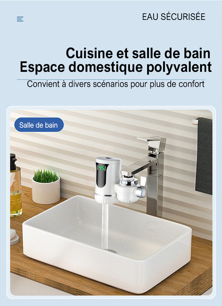 Robinet d'eau chaude sans réservoir avec affichage numérique, chauffe-eau instantané pour cuisine